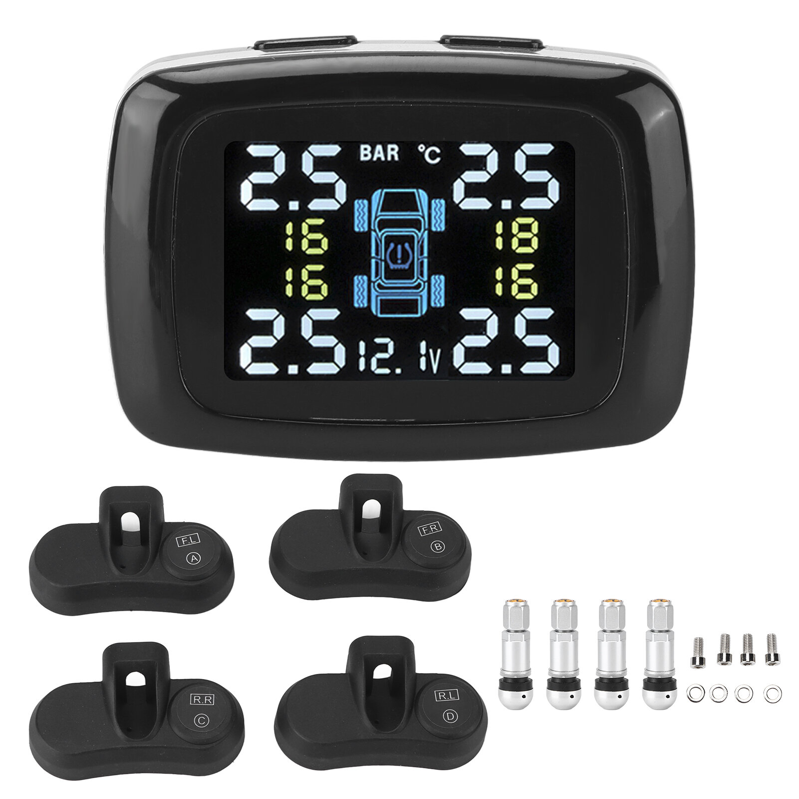 Умная система сигнализации контроля давления в шинах прикуривателя TPMS с 4 внутренними датчиками