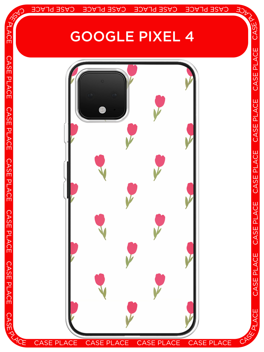 Чехол на Google Pixel 4 / Гугл Пиксель 4 с принтом Паттерн из тюльпанов 1