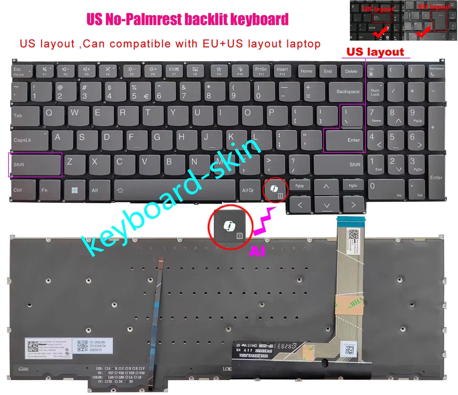 Новая клавиатура с подсветкой в США для ноутбука Lenovo ThinkBook 16 G7,16 G7 IML 21MS, 16 G7 ARP 21 МВт, 16 G7 QOY 21NH, ThinkBook 16p G5 IRX