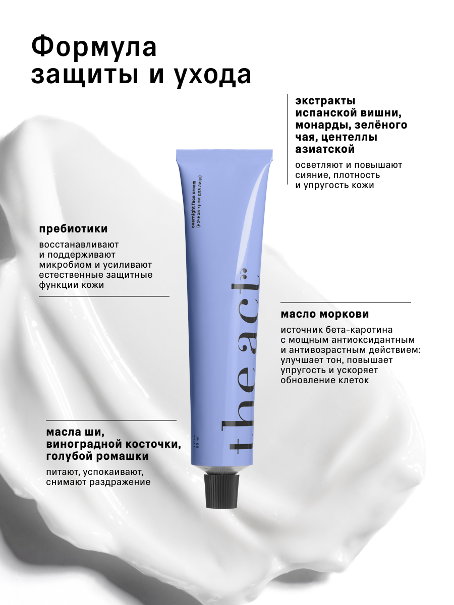 Ночной крем для лица увлажняющий The Act для всех типов кожи, 65 мл — фото 1