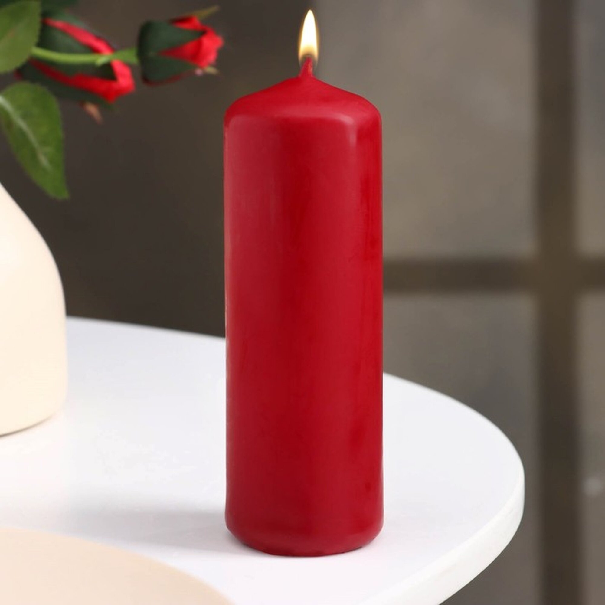 Свеча Дарим Красиво парафин цилиндр с конусом 4х12 см 15 ч бордо