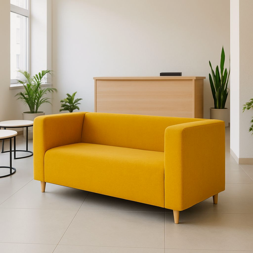 Изображение товара Диван MOLECO "Бэни", офисный, прямой, 190x78x77 см, Горчичный велюр, 3 места