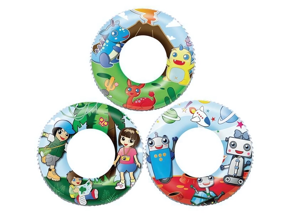 Круг надувной "Детство" 61см, для плавания 3-6 лет, яркие мультперсонажи, безопасный дизайн
