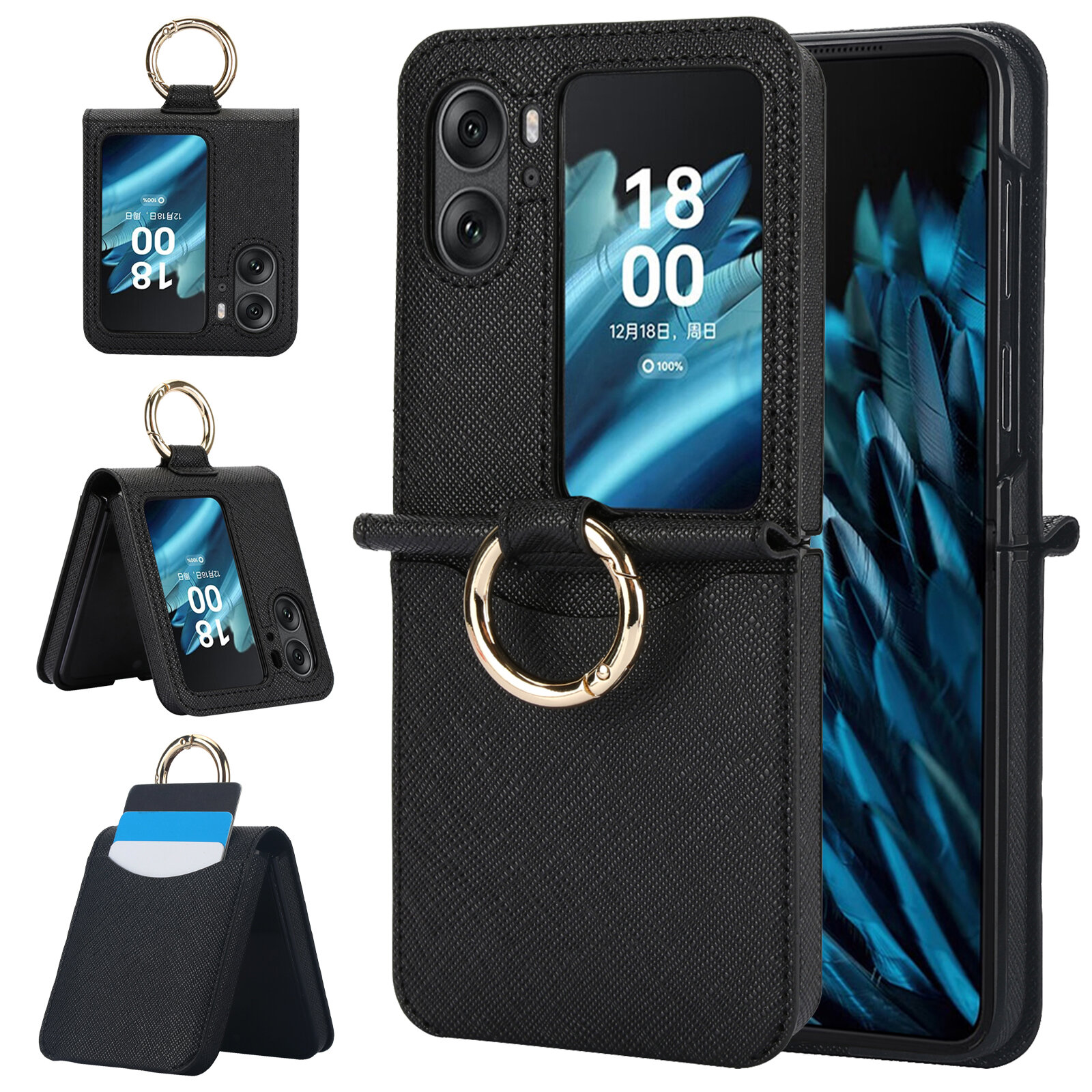 Подходит для OPPO Find N2 Flip / Оппо Файнд Н2 Флип Модный Чехлы для телефонов, раскладушка чехол для телефона кошелек, Файнд Н2 Флип, подставка, soft touch,360° Полная защита, кобура, резина, пластик