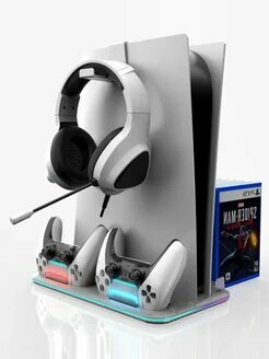 Подставка, для PS5, с охлаждением, с RGB подсветкой, для контроллеров — фото 1