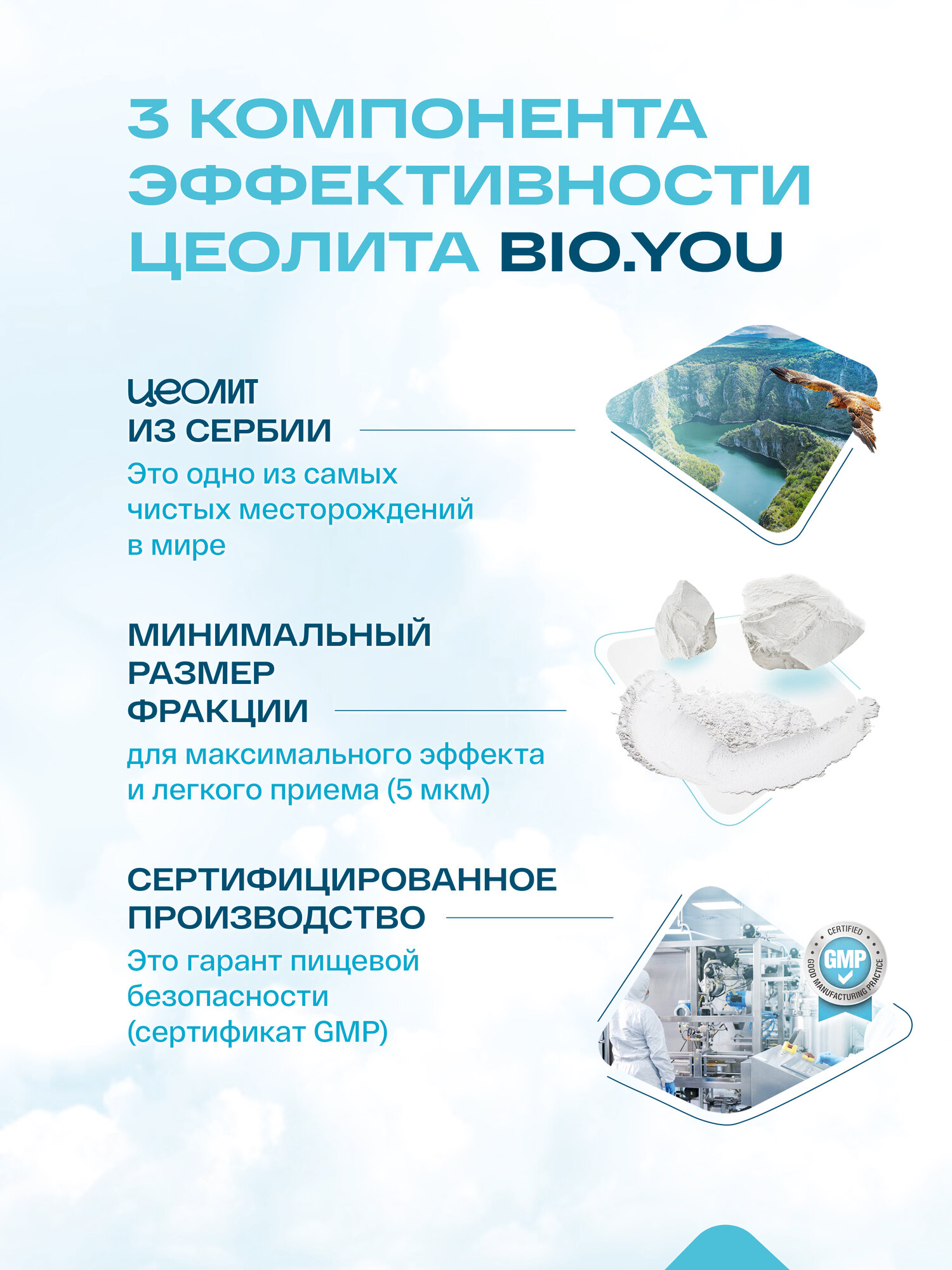 Сорбенты Bio.you Цеолит пищевой сорбент детокс для очищения организма, стики 5 грамм