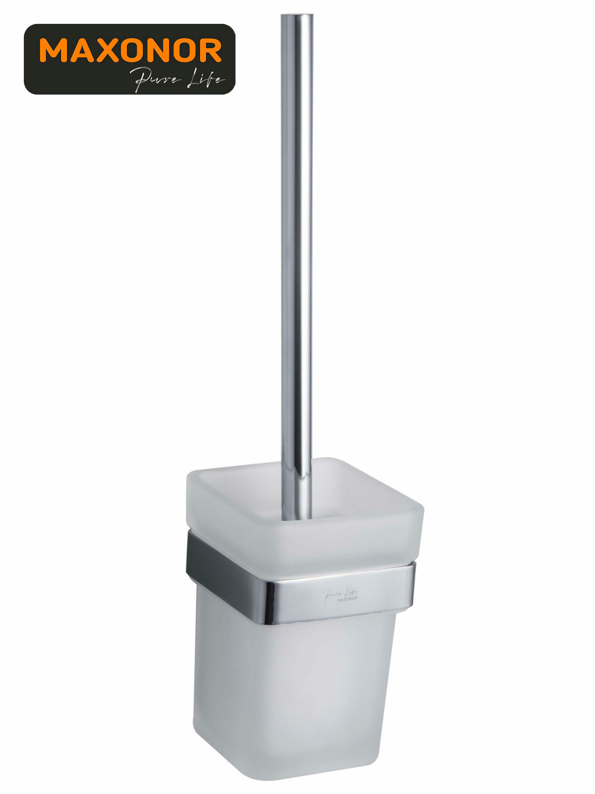Ёршик для унитаза настенный Maxonor Pure Life ALMA PL1810 хром Закалённое стекло / Нержавеющая сталь