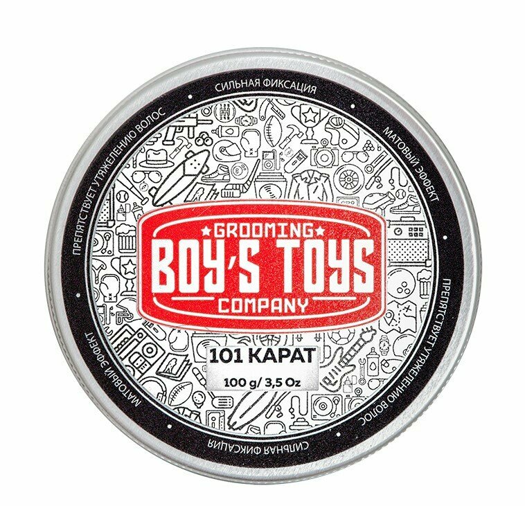 Паста BOYS TOYS для укладки волос высокой фиксации с низким уровнем блеска 101 Karat Strong Hold Matte Paste, 100 мл — фото 1