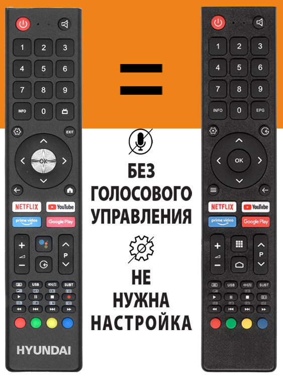 Пульт CH-VER.3 для телевизора Hyundai. БЕЗ ГОЛОСОВОГО ПОМОЩНИКА. С комплектом батареек.