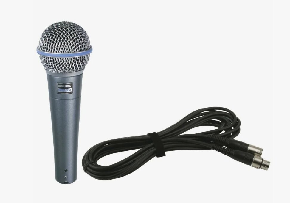 Микрофон проводной Shure Beta 58A динамический суперкардиоидный вокальный микрофон с кабелем