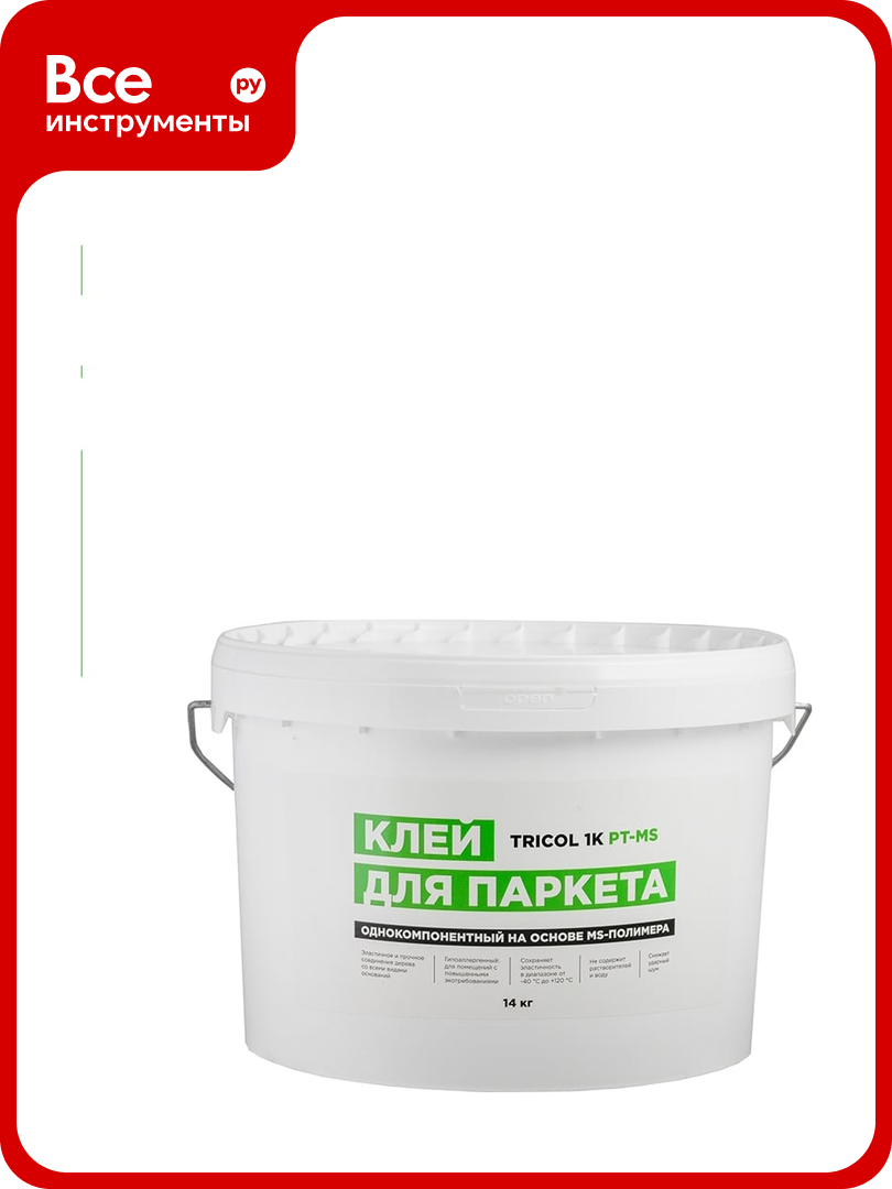 Однокомпонентный эластичный клей для укладки паркета TRICOL на основе МС-полимера 1K PT-MS ведро 14 кг 570