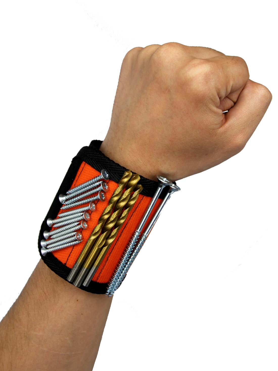 Магнитный браслет с неодимовыми магнитами, оранжевый, регулируемый — фото 1