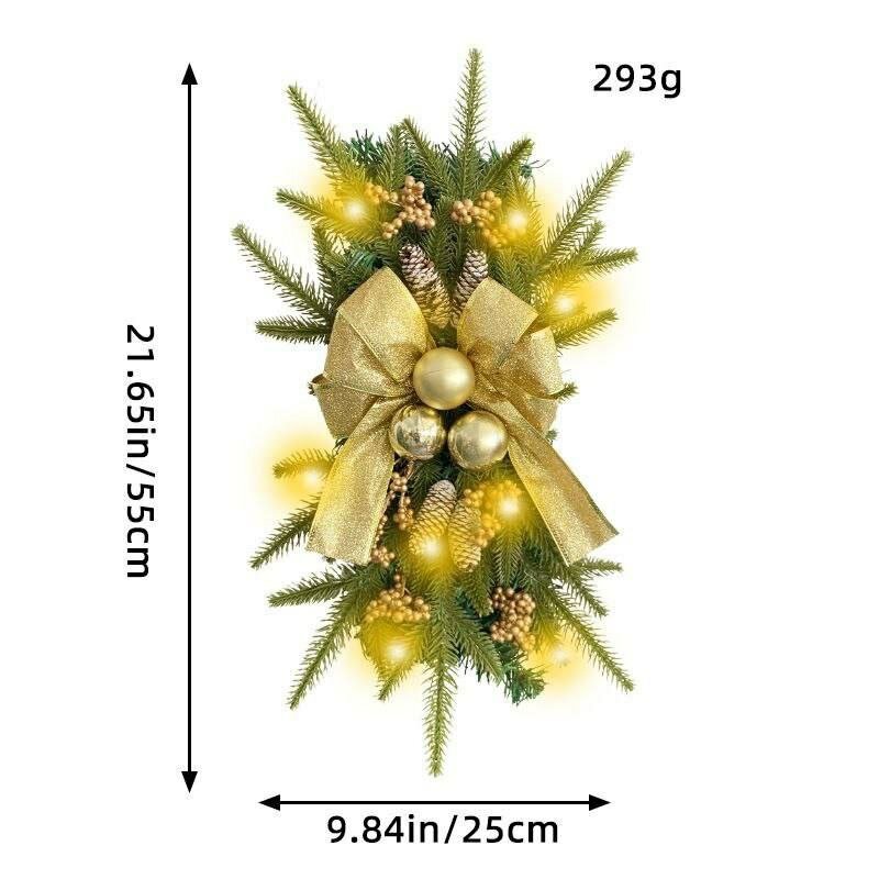 Венки хвойные, яркие, новогодние, с подсветкой, лимонный