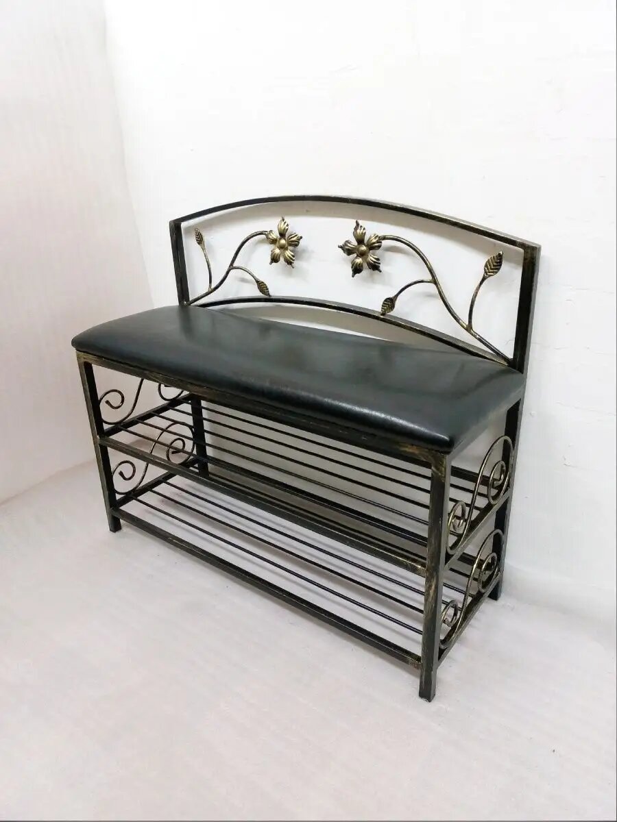 Кованая банкетка №04, Студия кованой мебели Нива, цвет патина/бронзовый — фото 1