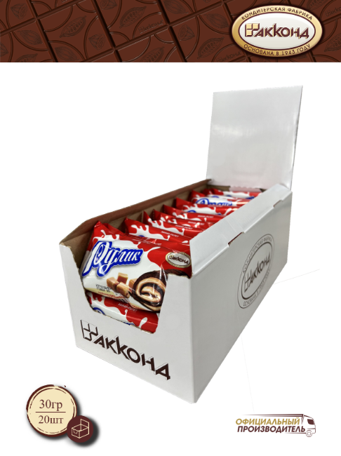 Мини-рулет "Рулик" карамелизированное молоко 30 грамм (20 штук) акконд