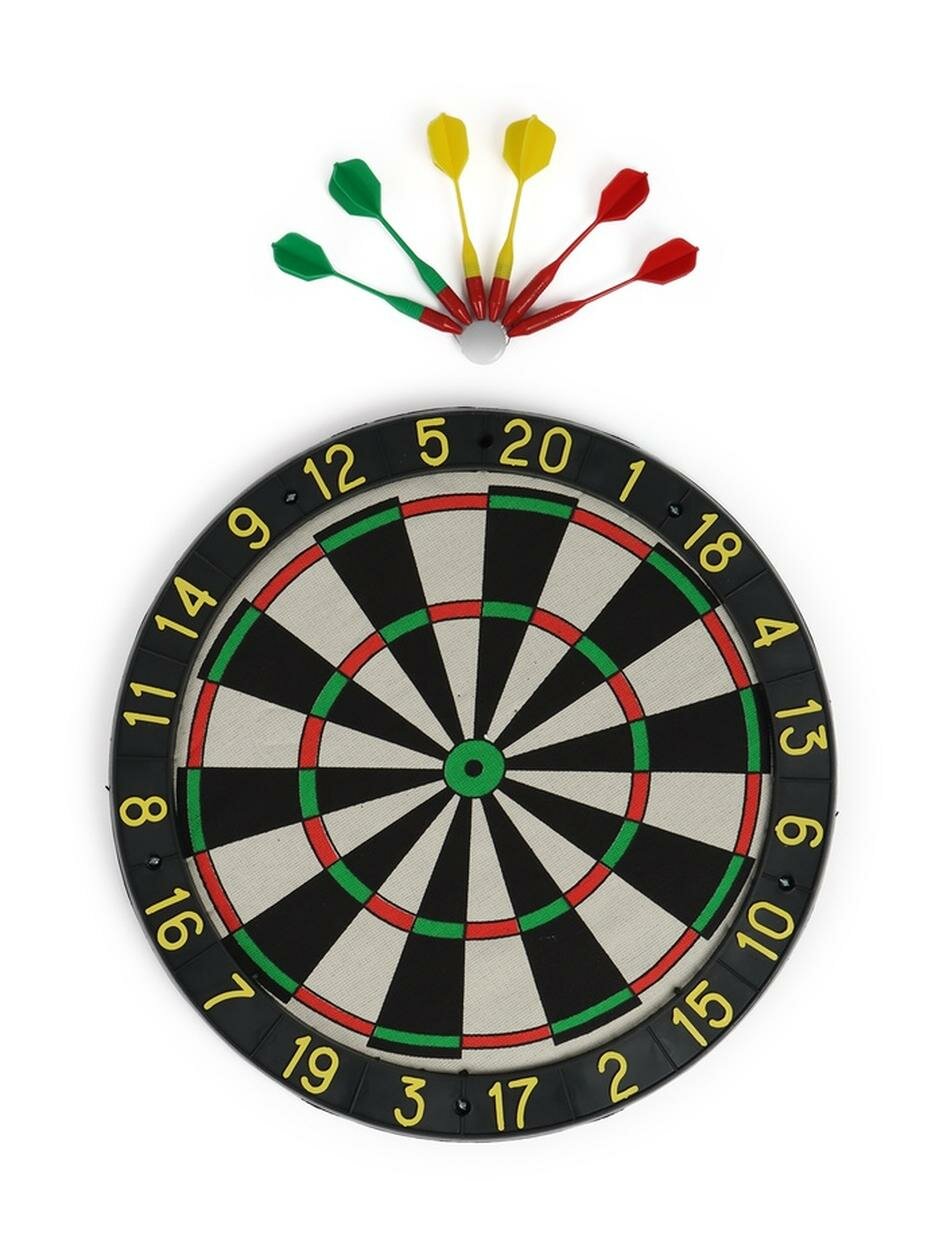 Дартс "Классический" d-43 см толщина 3 см 6 дротиков дротик 14.2 х 3.2 см