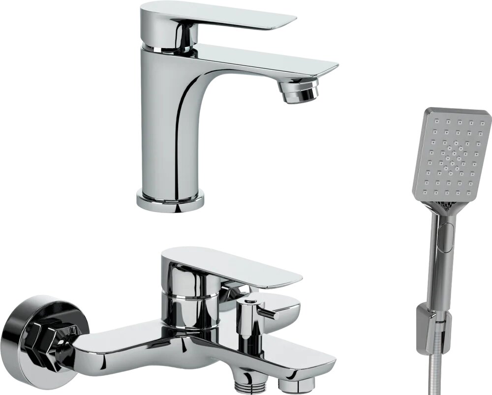 Комплект для ванной Paini Garda 3 в 1 со смесителем с изливом глянцевый