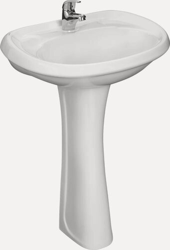 Изображение товара Раковина Santeri Воротынский 57 с пьедесталом, фарфоровая, раковина для ванной, белая, полукруглая