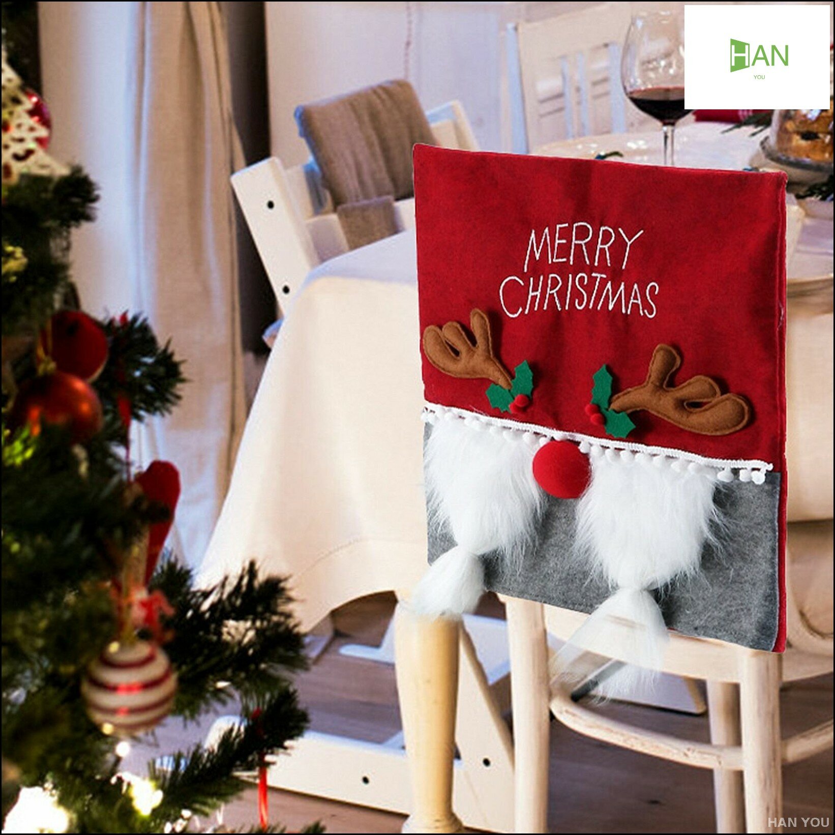 Эксклюзивный чехол для украшения дома 50x50 см с новогодним принтом стерео олень карлик и безликая кукла