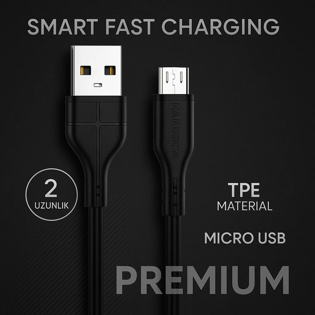 Кабель Kakusiga, 2м, чёрный, Micro USB, передача данных, Smart Fast Charging