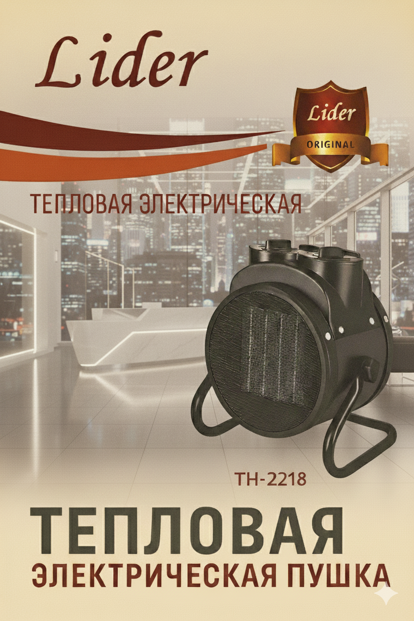 Тепловая пушка Lider ТН-2218, электрическая, для любых помещений