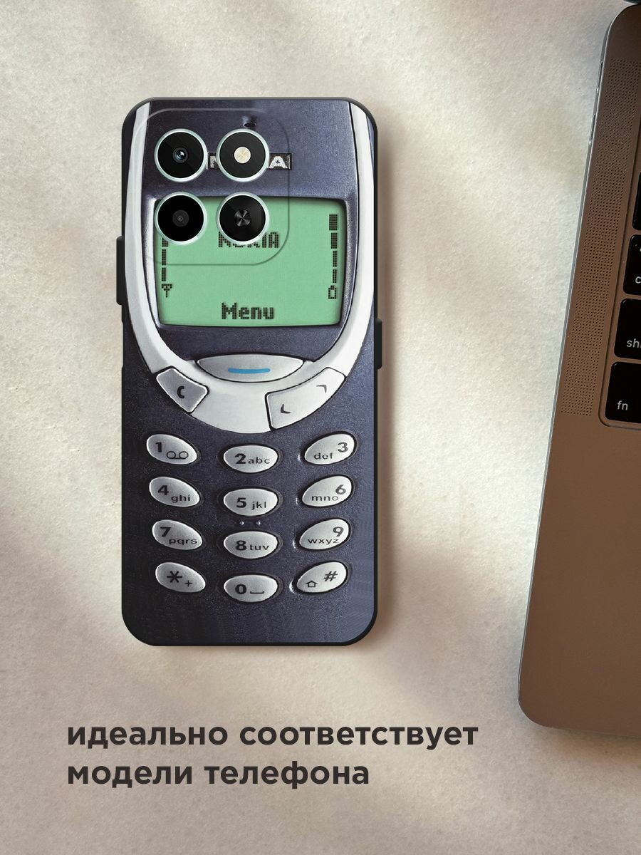 Черный матовый чехол на Honor X6c / Хонор X6c с принтом "Нокия" — фото 1