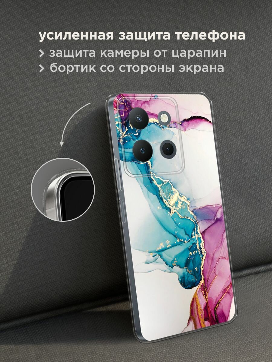 Чехол на Vivo Y36 4G / Виво Y36 4G с принтом "Розовые разводы рисунок" — фото 1