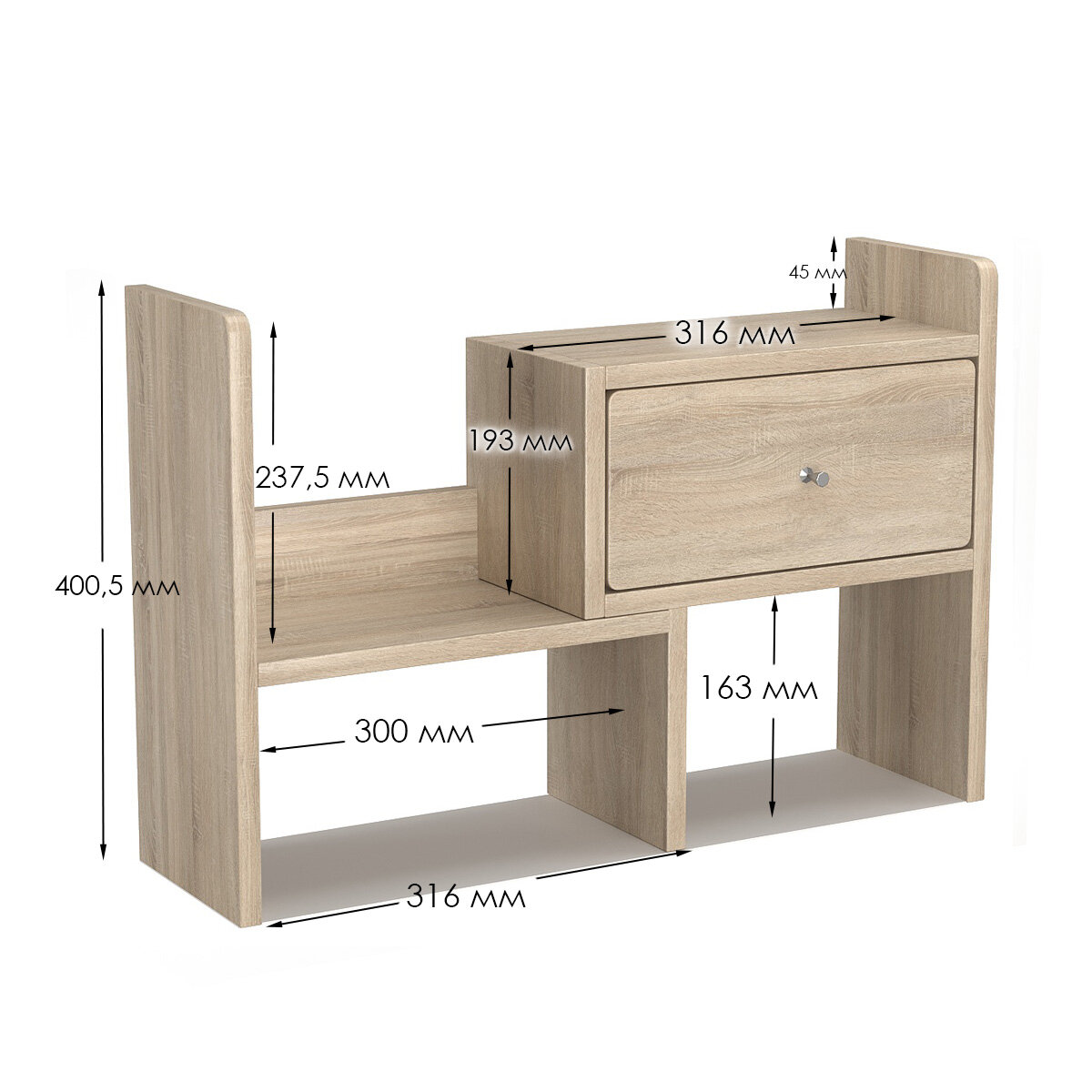 Полка настольная Вектор №25, Белый — фото 1