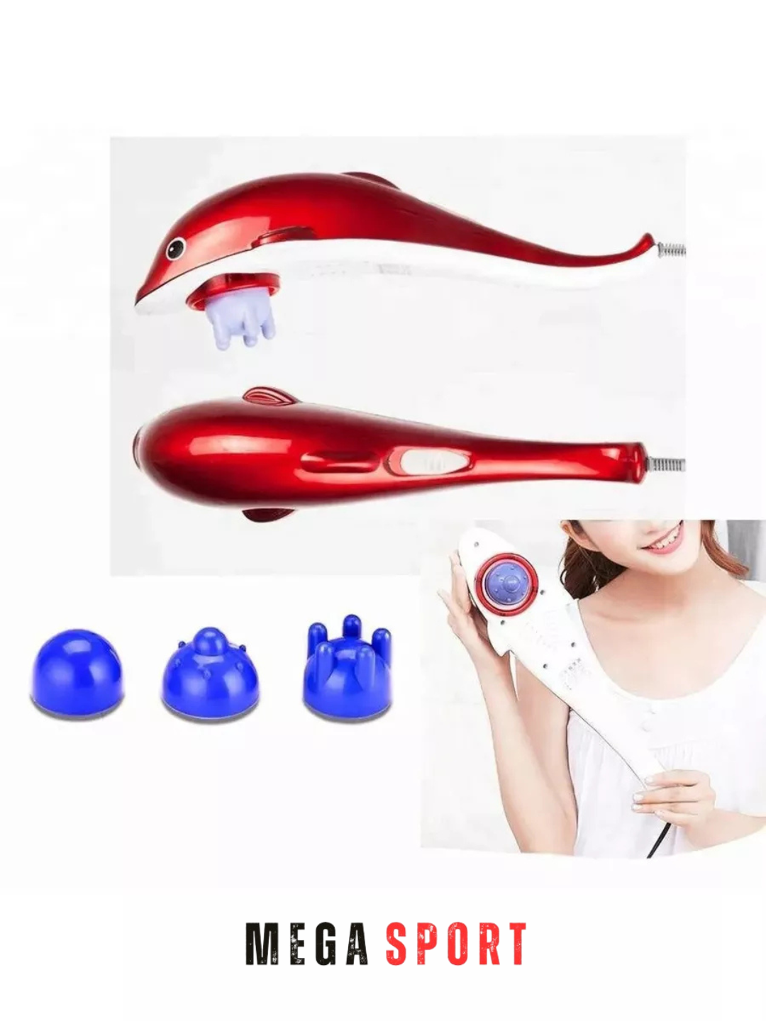 Массажёр в форме дельфина, электрический, 3 насадки — фото 1
