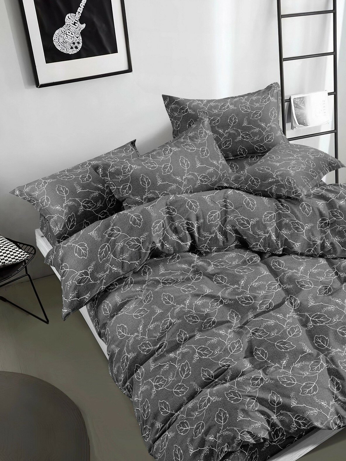 Комплект постельного белья F&H Provence 2.0 спальный бязь 2 наволочки 70x70см серый