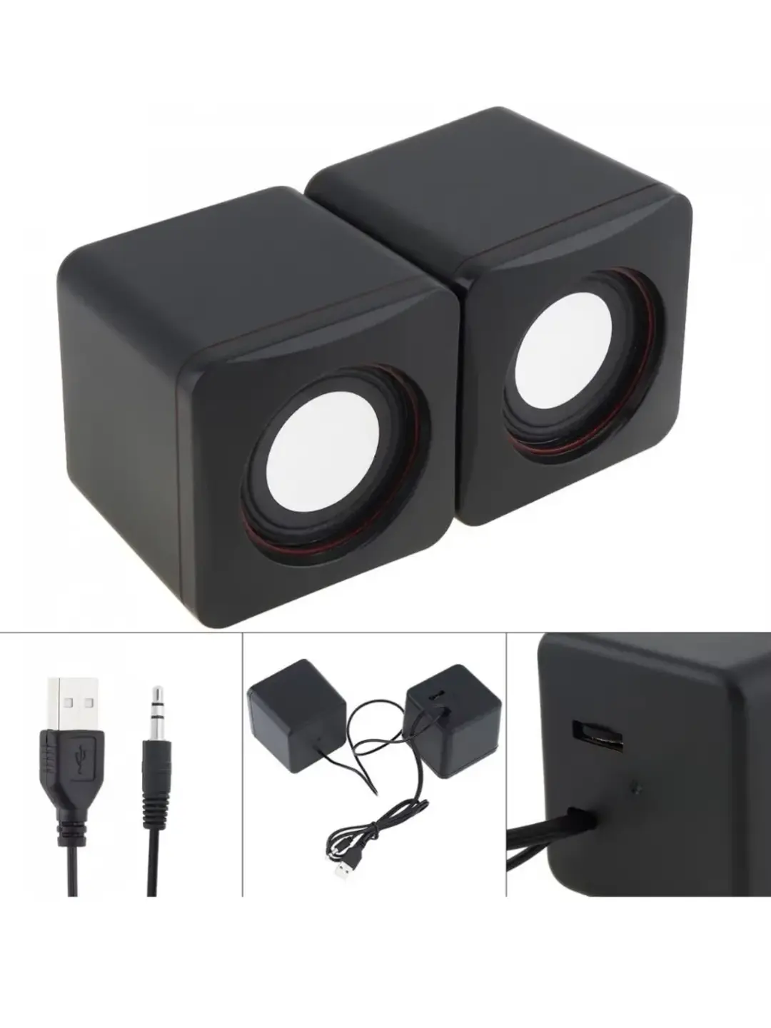 Динамик Mini Cube, проводной, двухдорожечный, стереозвук, 3,5мм — фото 1