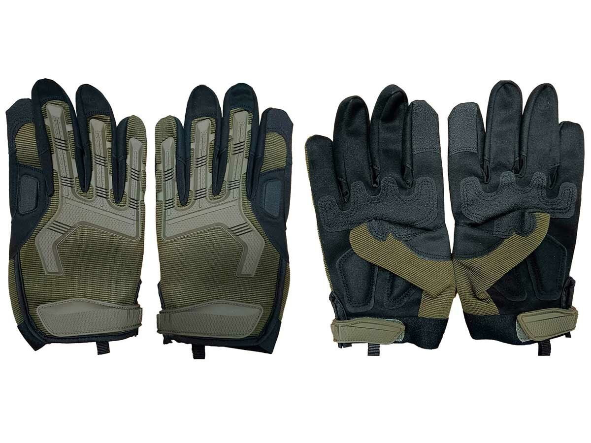 Перчатки тактические нейлоновые размер M, мягкие резиновые вставки, с велкро, зелёные