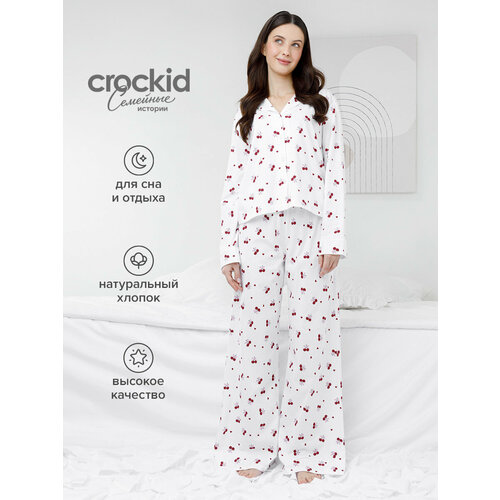 фото Пижама crockid женская пижама с брюками и рубашкой, размер 100/164-170(xl), белый