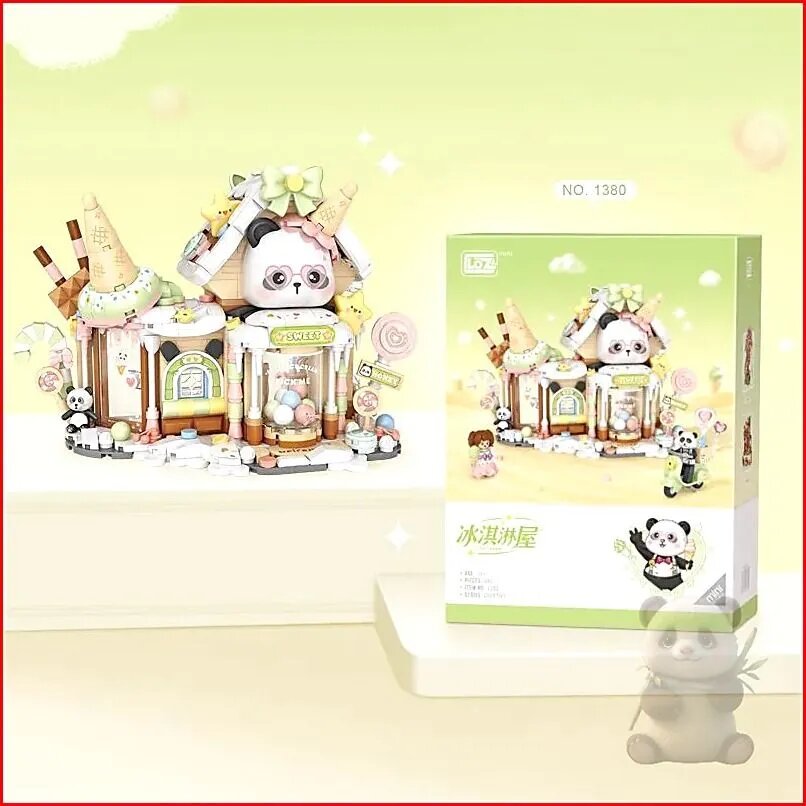 Конструктор Вид на улицу Loz Mini 1380 Домик-мороженое/Ice cream house , 884 деталей