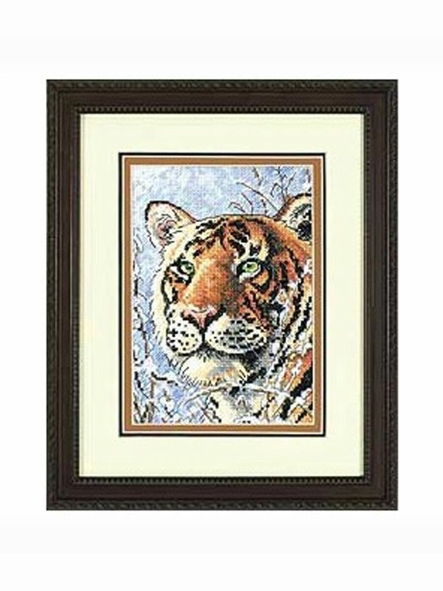 Bышивка крестиком для начинающих Amishop Тигр в снегу, 16CT Aida,11 x 16 см, 70 x 98 стежка, 29 цветов, 100% хлопок