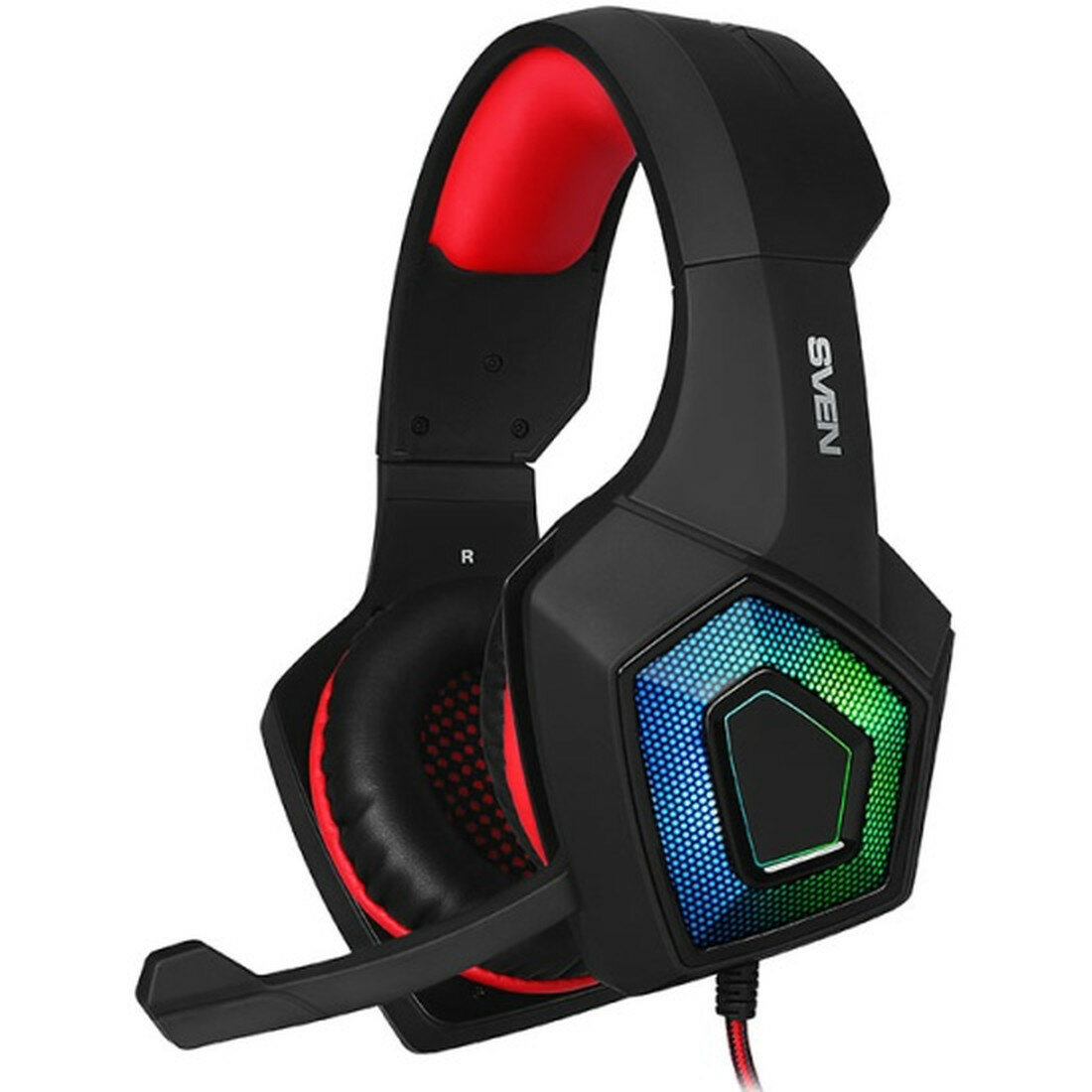 Гарнитура SVEN AP-U880MV, проводная, 2.0, USB, LED, черный/красный