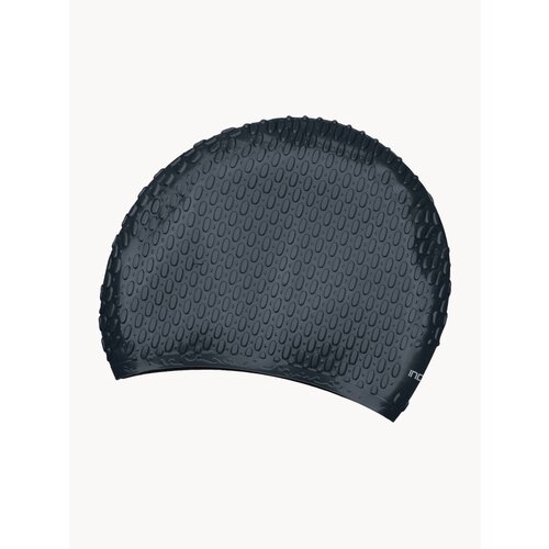 Шапочка для плавания силиконовая длинные волосы рифленая INDIGO 56-61 Черный