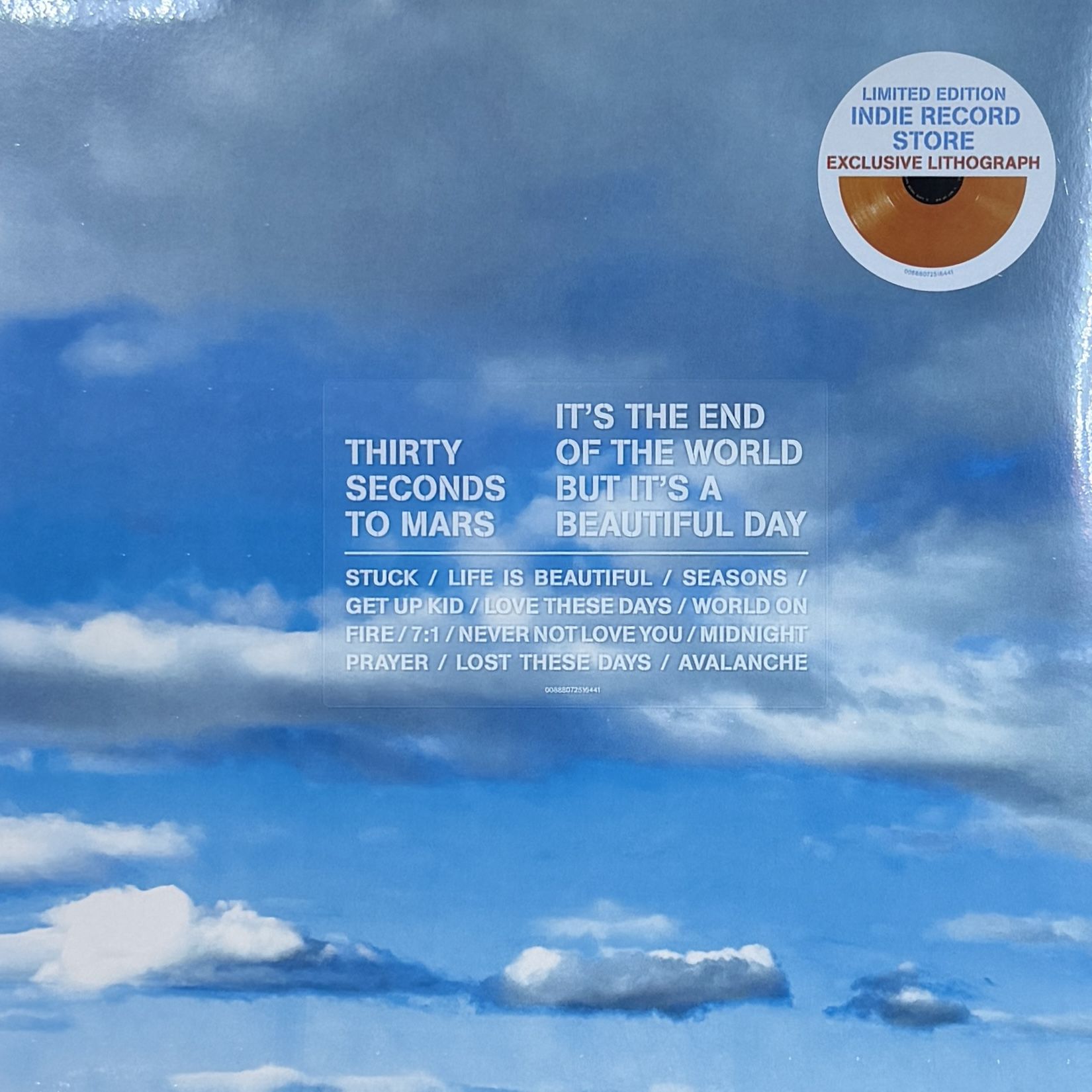 Виниловая пластинка 30 Seconds To Mars It's The End Of The World But It's A Beautiful Day (Европа 2023г.) Orange