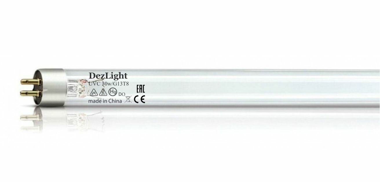 Комплект из 3 Ламп бактерицидная DezLight UVC 30W T8 G13, специальная безозоновая