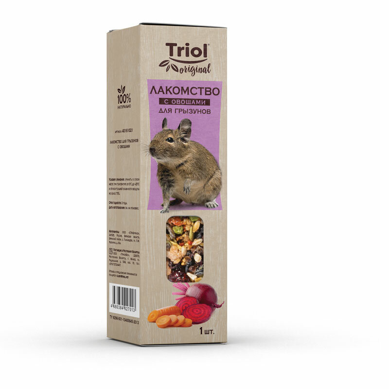 Лакомство для хомяка крыс и других грызунов с овощами 110г Triol