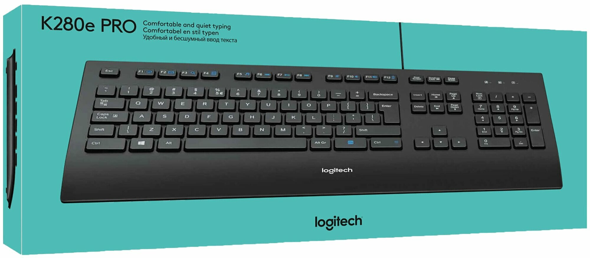 Клавиатура для работы Logitech K280Е PRO, проводная, черная, 104 клавиши — фото 1