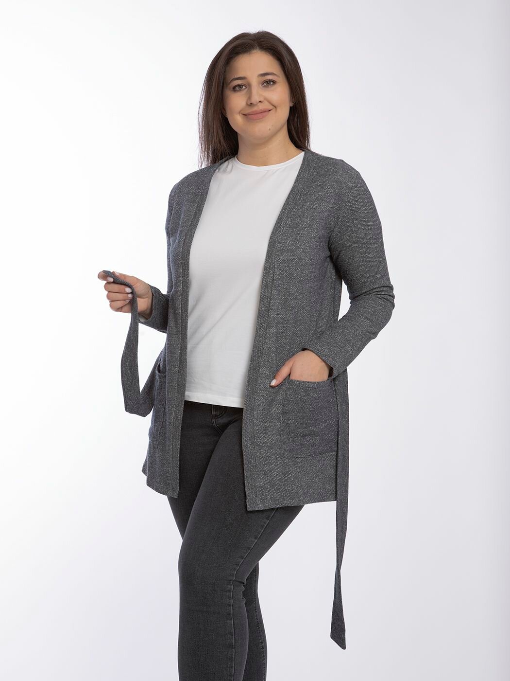 Кардиган Magic lady  размер 52  темно серый  темно серый