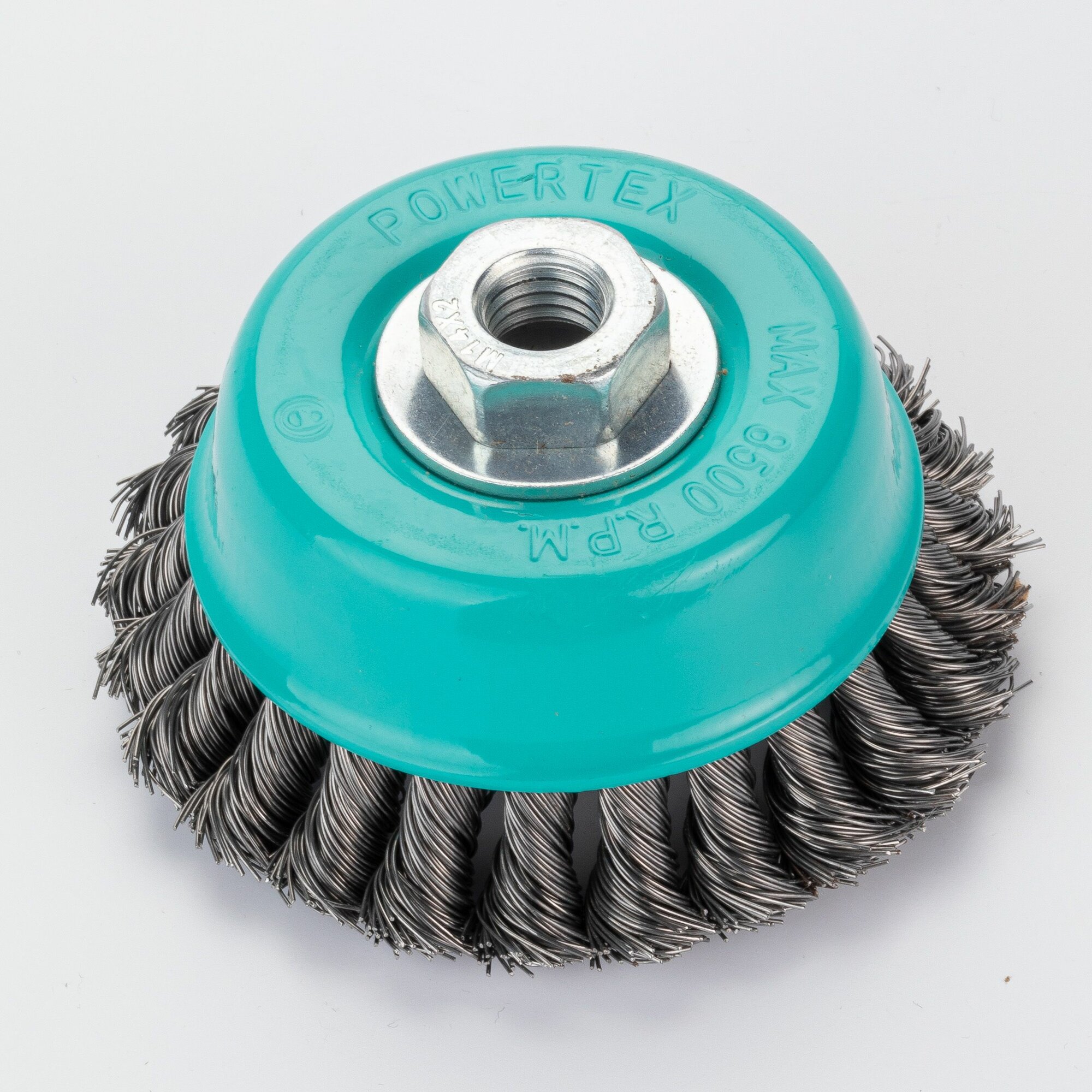 Щетка "чашка" проволочная для УШМ (75 мм; М10*1.5; витая, d - 0.5 мм) Powertex.