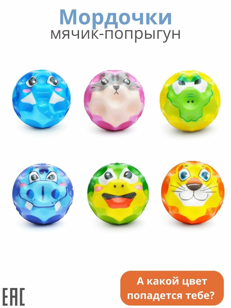 Мячик попрыгунчик для детей Мордочки / Мяч детский