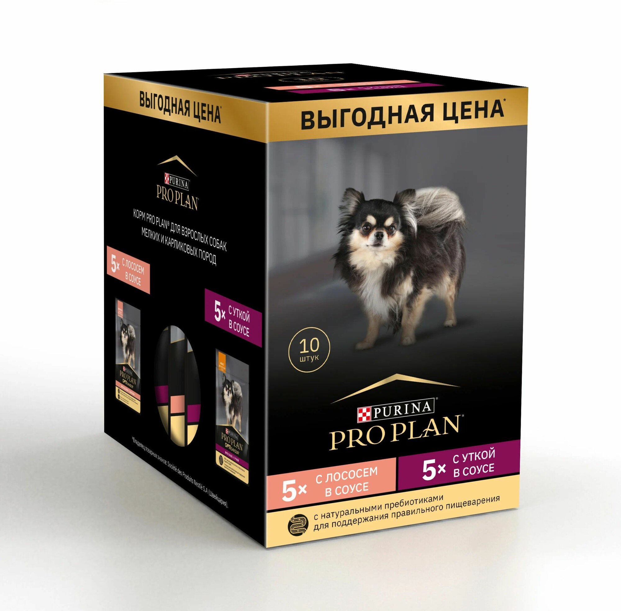 Влажный корм Pro Plan для взрослых собак мелких и карликовых пород с лососем и уткой в соусе 10 шт х 85 г — фото 1