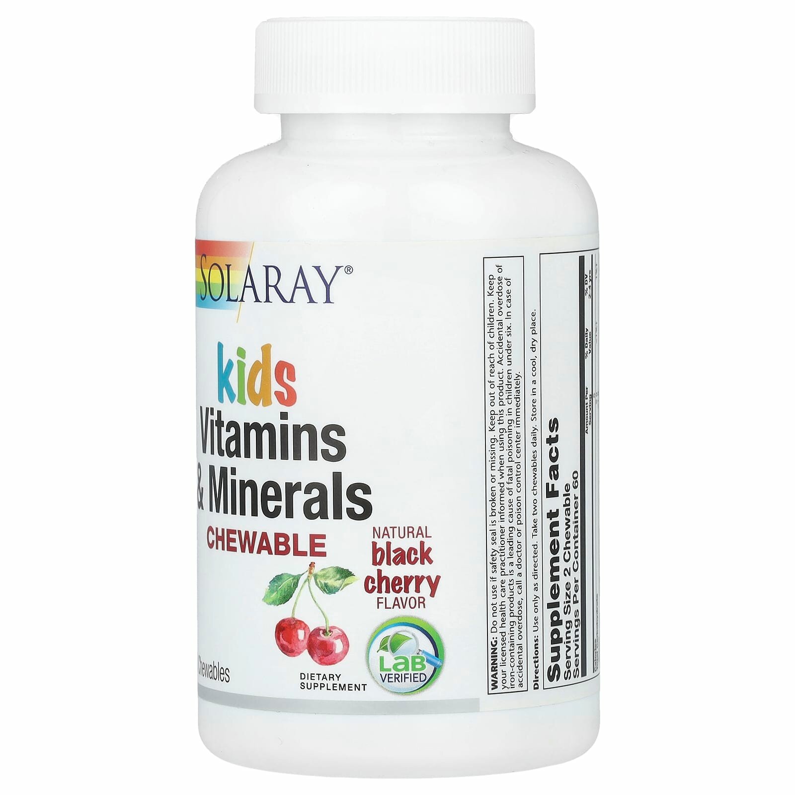 Картинки Витамины и минералы для детей Solaray Kids Vitamins & Minerals, 120 жевательных таблеток, Черешня