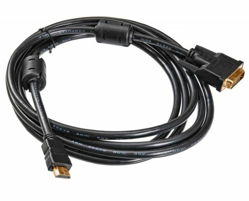 Кабель Ningbo HDMI 19M DVI D 3m разъемы DVI D  m    HDMI  m  длина 3 метра  ферритовые кольца  цвет черный  841157 