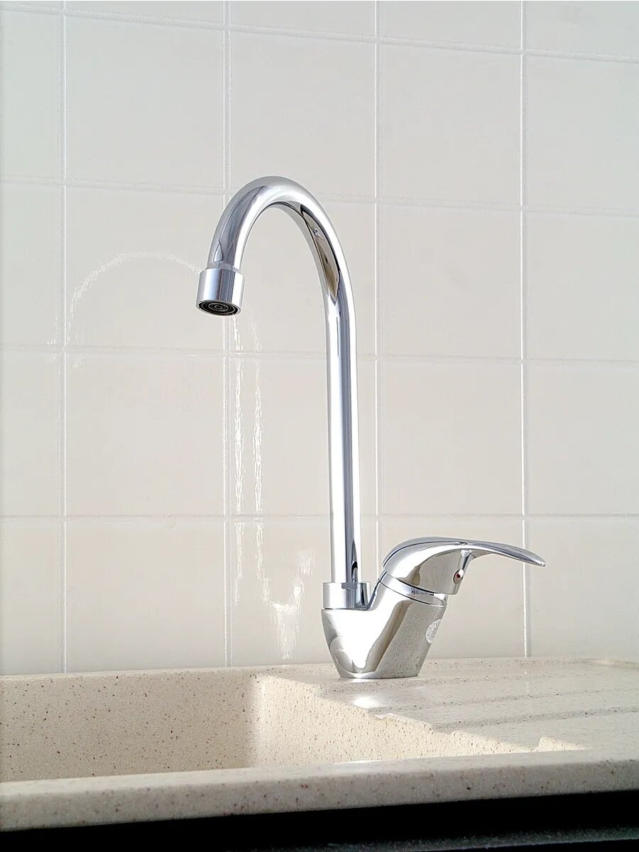 Смеситель Diadonna, латунь, аэратор, керамический картридж, для кухни, высокий излив — фото 1