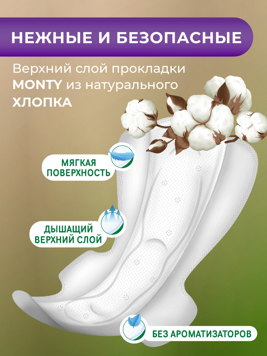 Картинки Monty Женские гигиенические прокладки Ultra Soft Overnight