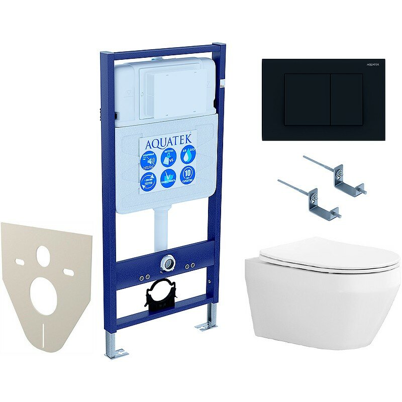 Комплект инсталляция Aquatek Standart INS-0000012 + унитаз Лея AQ1199-00 + кнопка KDI-0000012 + комплект креплений - фото №1